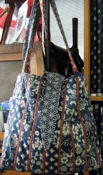 Japanese indigo & rust fabric tote bag