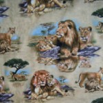 Lions and lion cubs quilting fabric 