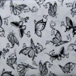 Black & White Butterfly fabric White