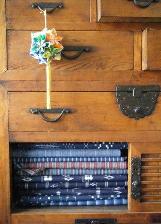 Dresser with japanese indigo quilt fabric