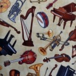 Musical instruments on light fabric