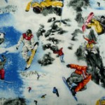 Snowboarding  quilting fabric 