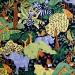 Elephants, zebras and African animals quilting fabric